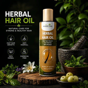 Herbal Hair Oil – 100% Natural Oil for Hair Growth, Hair Fall Control & Dandruff Removal (200ml) Sunnah Food Official